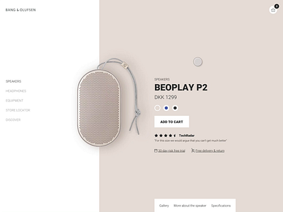 BeoPlay P2 product page animation e comerce ecommerce flinto product page speaker ui animation webshop
