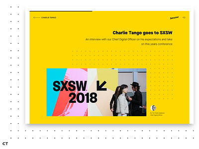 Charlietango v2.0 Article article article page concept content content design exploration grid insights website website design yellow