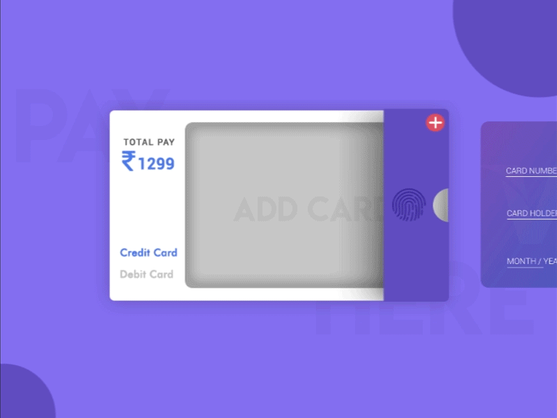 Add Card For Payment animation app colour design ui web