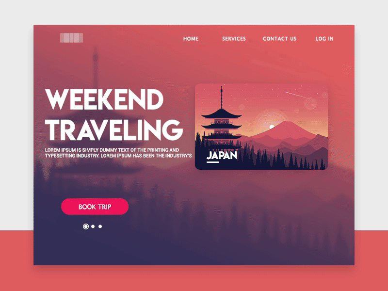 Travel Web Page animation colours design intraction travel ui