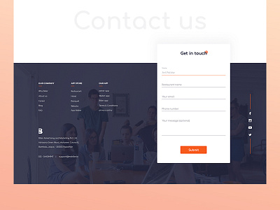 Contact Us colour colours contact dribble footer form design ui web