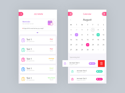 Calendar reminder calendar colours design dribble education app reminder ui