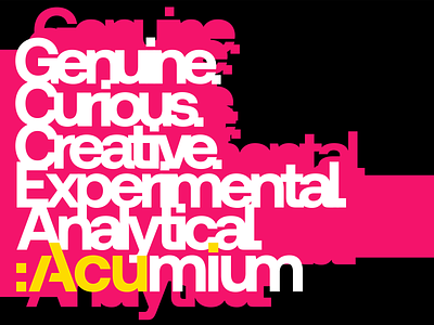 Acumium Brand Attributes Banner + T-Shirt banner brand design brand identity branding design graphic design logo t shirt design typedesign typography