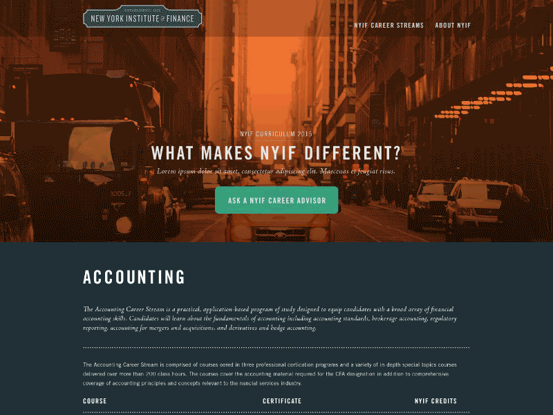 New York Institute Of Finance ui design web design