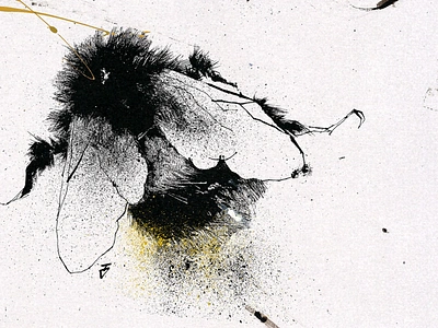 Bumblebee - postcard abstract acrylic art artwork beer black bumblebee design hand drawn illustration ink inking minimal monochrome paint postcard postcard design white