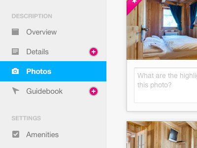 Listing Navigation ui navigation nav icons airbnb selected photos