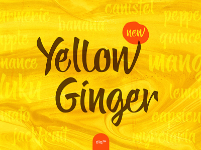 Yellow Ginger font bright chic font font design fresh hand lettering new organic playful summer vegan