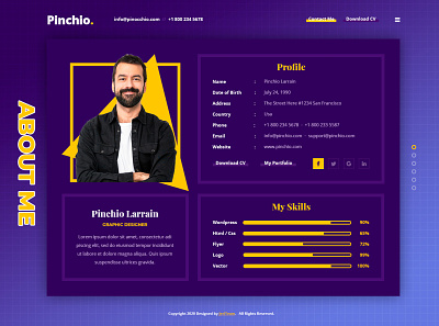 Pinchio - Personal Resume PSD Template design pinchio professional psd psd design