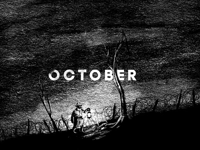 October black white digital illustration