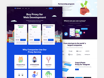 Roximat - Landing page benefits blue design ecommerce figma frame landing page product proxy store web design