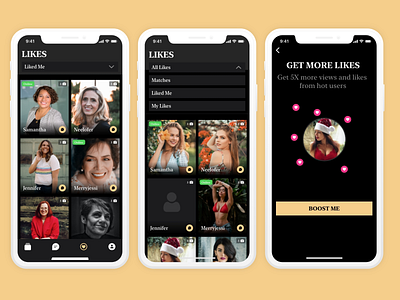 Dating iOS App Likes Screen app branding dating design typography ui ux