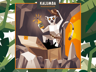Kalumba explorer illustration cave character flatdesign geometric gin illustration kalumba lemur monkey poligonal treasure