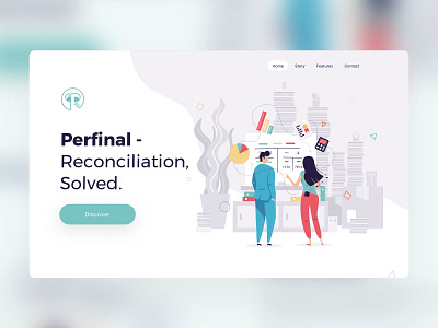Perfinal - Reconciler UI design & Illustrations charcters flat flatdesign illustration onepager ui uxui website