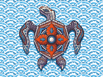 Mandala turtle art design esoteric graphic illustration mandala soul turtle waves