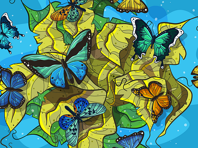 Tale illustration adobeillustrator buttefly illustration leafs tale wacom