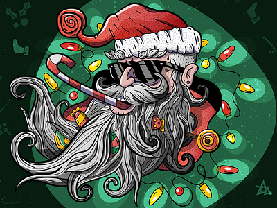 Candy Santa adobeillustrator art beard character characterdesign cool drawing funny illustration lights pencil santa sketch sunglasses wacom xmas