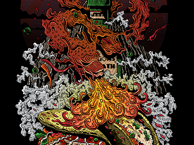 Dragon's Breath illustration adobeillustrator art chili dragon food funny graphic illustration pepper smoke souce splat taco wacom