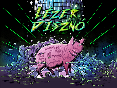 Lezer Diszno Craft Beer Label 90s beer cintiq craftbeer disco funny illustration label laser pigma smoke wacom