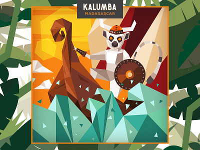 Kalumba Viking Illustration character flat funny gin illustration kalumba lemur madagascar monkey poligonal viking