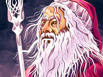 "Santalf" is coming 😀🎅 character characterdesign funny gandalf illustration lord of the rings portrait procreate santa xmas