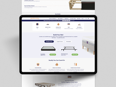 Build Your Bed - Upsell Panel branding design ecom ecommerce mattress ui web design