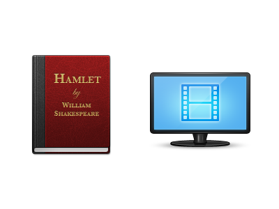 Random Icons blue book film hamlet leather monitor red screen shakespeare tele tv video worn