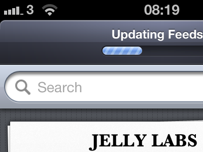 Updating Feeds... app blue ios iphone search ui