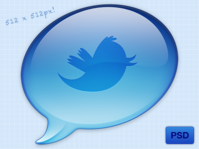 Twitter Icon PSD 512 bird blue bubble chat bubble free icon psd twitter