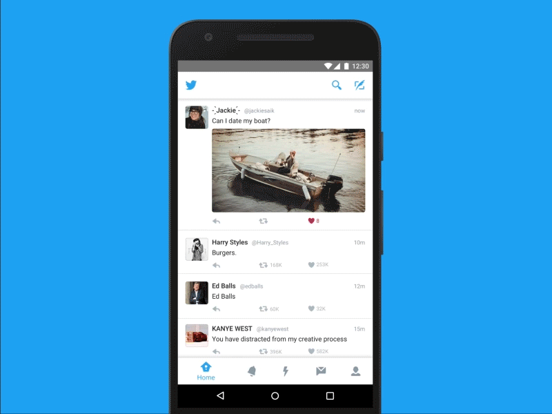 Twitter for Android android animation material material design principle sketch twitter ui ux