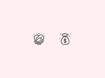 Icons bag dollar glyph hand handshake icons line money