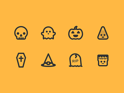 Halloween Icons candy coffin ghost grave halloween hat icons pumpkin skull