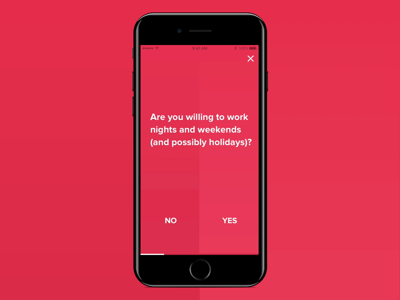 Questionnaire animation ios iphone question questionnaire red simple ui ux