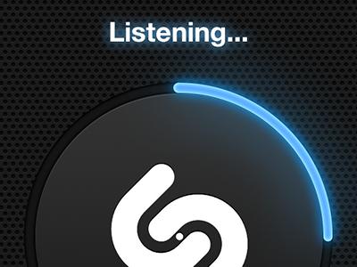 Listening... blue glow iphone shazam speaker texture ui
