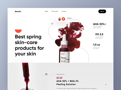 Skin care prodcut Landing Page besnik besnik creative agency besnik creative design creative design agency landing page landing page design one page website product landing page skin care landing page skin care product uiux design uiux design agency web site design website design