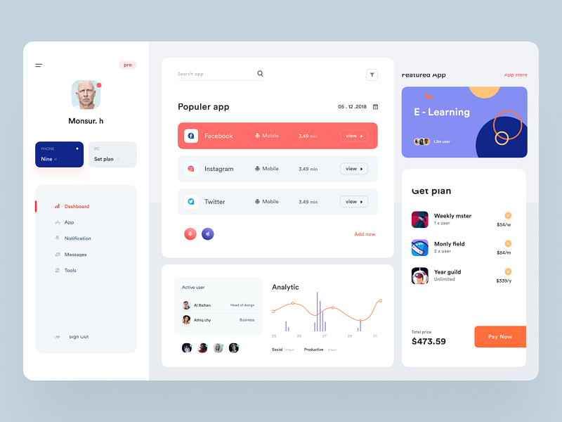 Social Media Management Dashboard by Mansurul Haque for UIHUT - UI UX ...