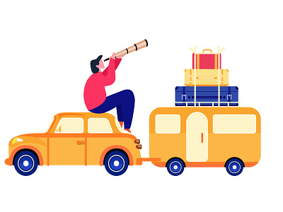 Traveling Illustration bas illustration besnik creative agency car illustration creative deign agency design agency digital illustration digitalart illustration art illustration design line art travel trip illustration uiux design uiux design agency