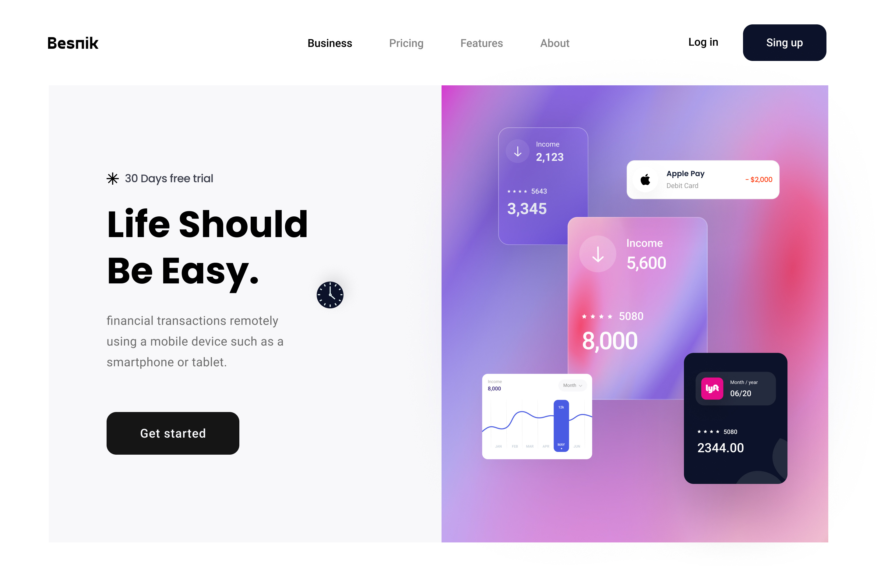 Dribbble Mobile Banking Landing Page Full View jpg By Mansurul Haque