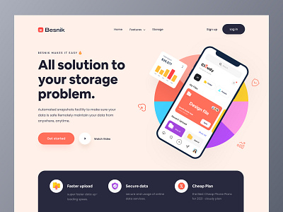 Cloudy Header UI app concept besnik cloud cloud app cloud landing page header header design header ui landing page product design uihut uiux design web design web ui website design