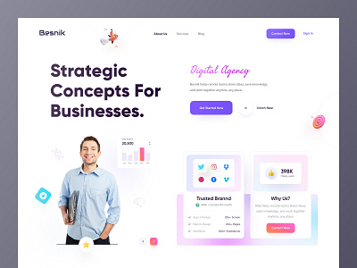 Digital Agency Landing Page. agency agency landing page agency website besnik design resource digital agency digital agency landing page free ui resource landing page landing page resource product design ui resource ui trend uiux design uiux design agency uiux trend web ui website design