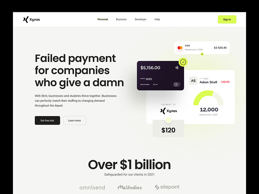 Xynos Payment Landing Page. By Mansurul Haque On Dribbble