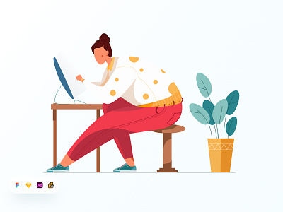 Working from Home Illustration. app design besnik illustration landing page modern illustration product design todo illustration trendy illustration uiux design uiux design agency website design work form home illustration working illustration