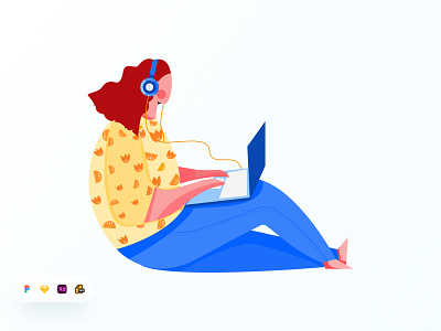 Woman Working Illustration