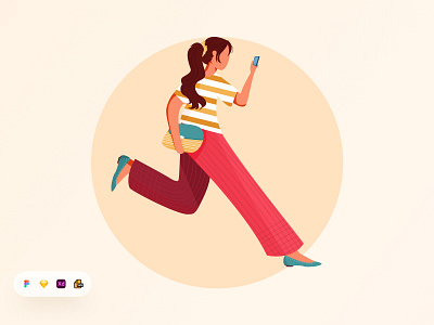Girl Running Illustration.