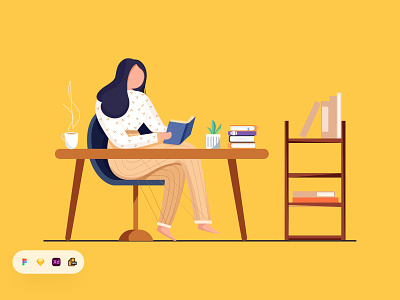 Book Reading Illustration app design besnik book book reading illustration illustration landing page modern illustration product design reading illustration trendy illustration uiux design uiux design agency website design