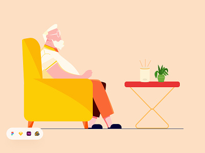 Old Man Illustration app design besnik design illustration landing page man illustration modern illustration old man illustration product design sitting illustration trendy illustration uiux design uiux design agency website design