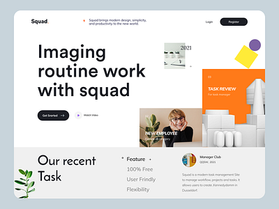 Squad - Task Management Website header homepage task management uihut web design website website design