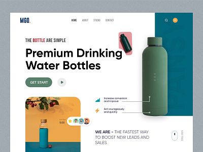 Water Bottle Company - MGO bottle company colorfull design design header design ui ui design uihut uiux design water bottle company web design website design
