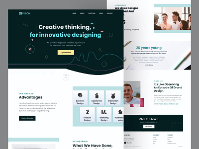 Design Agency Web Template - Vision colorful ui design design landing page product design trendy design ui uihut uiux design uiux design agency website design