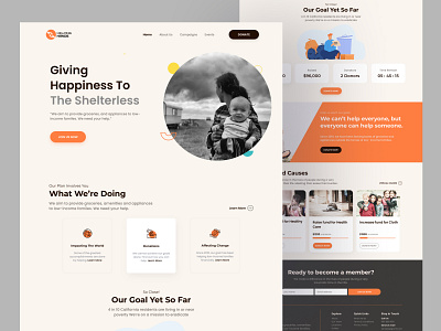 Helping Hand Charity Landing Page colorful ui design design landing page trendy design 2022 ui uihut uiux design uiux design agency web template website design