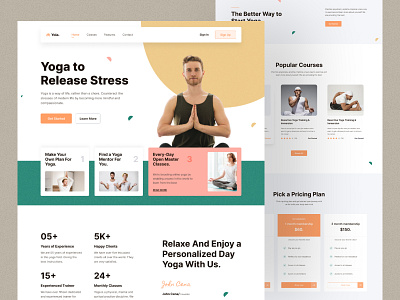 Yoga Landing Page Design - Yola design landing page product design ui design 2022 ui resource uihut uiux design uiux design agency web design 2022 website design yoga yoga landing page